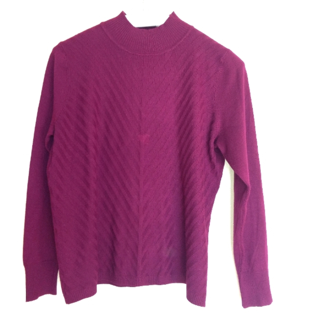 Women's Allison Daley petite medium wine color sweater NWOT vicose/nylon